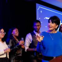 President Mantella speaks to grads during the toast